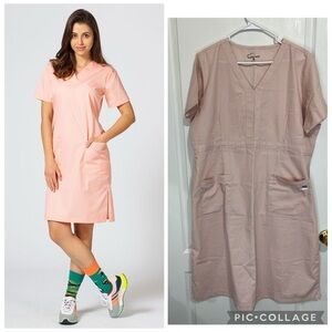 Butter soft Women's Sunrise Uniforms straight scrub dress blush pink size XL
